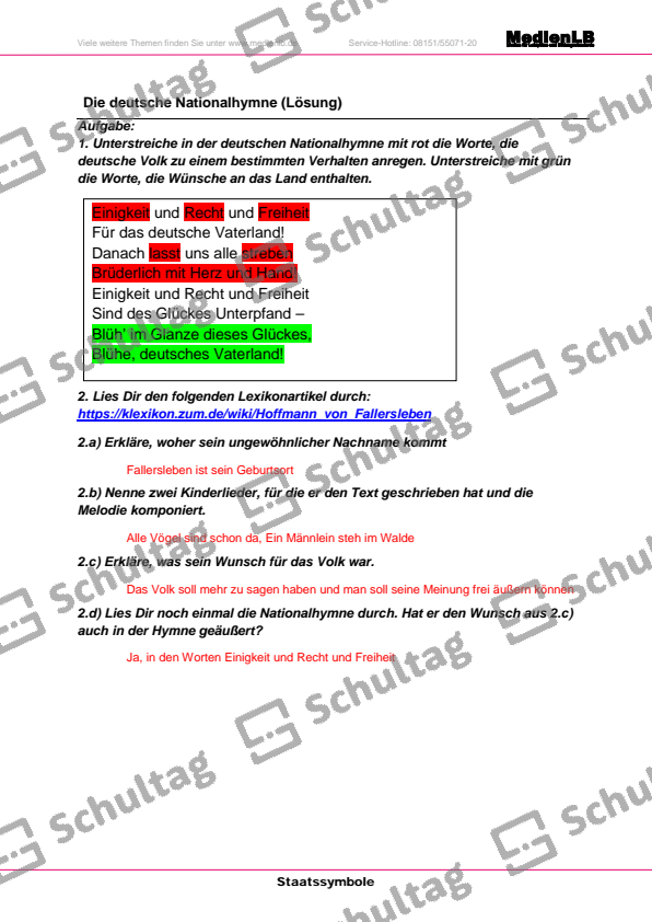 Die Deutsche Nationalhymne – Schultag